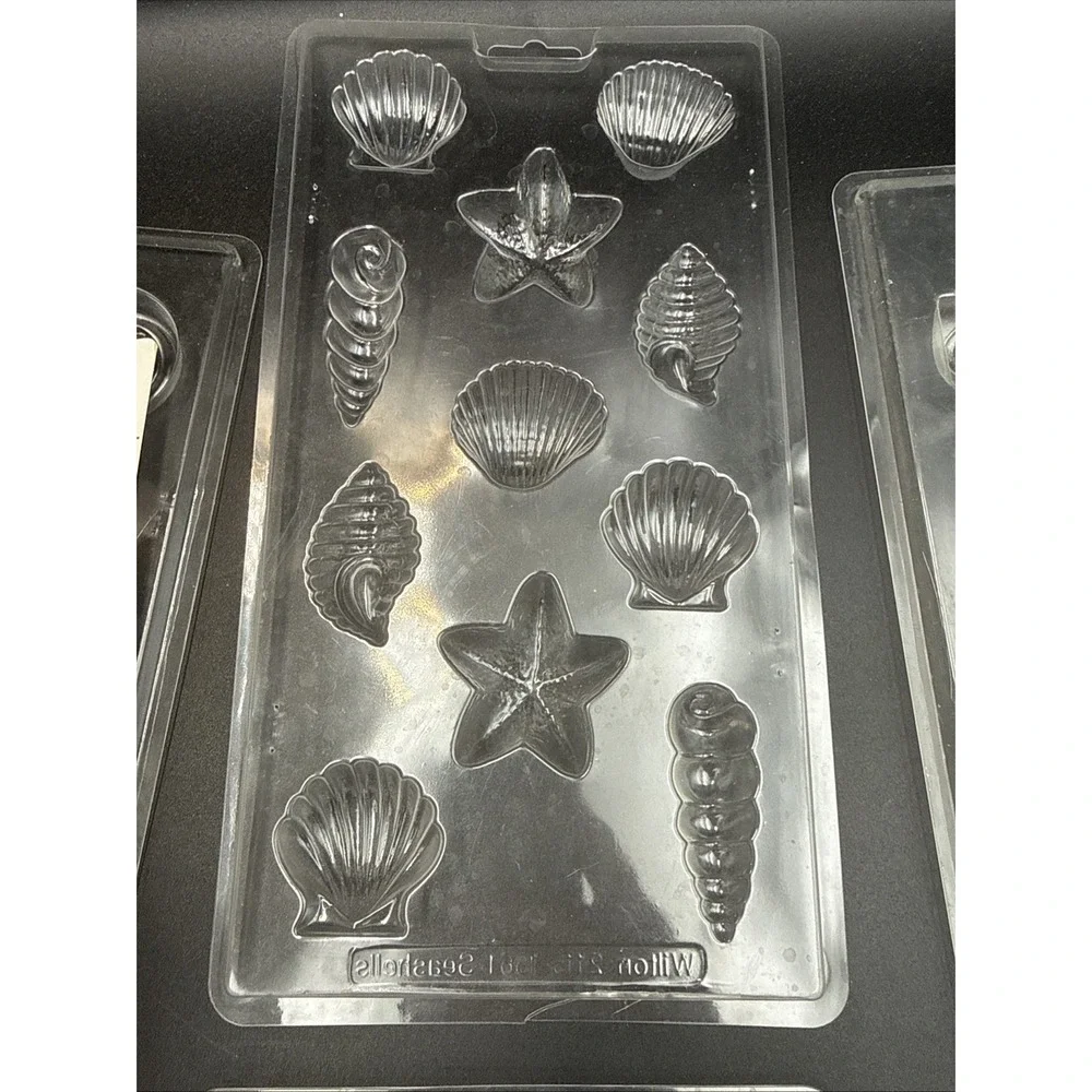 LOT 4 Wilton Plastic Candy Mold Chocolate Mold Birthday Seashells Sea Turtle Wed